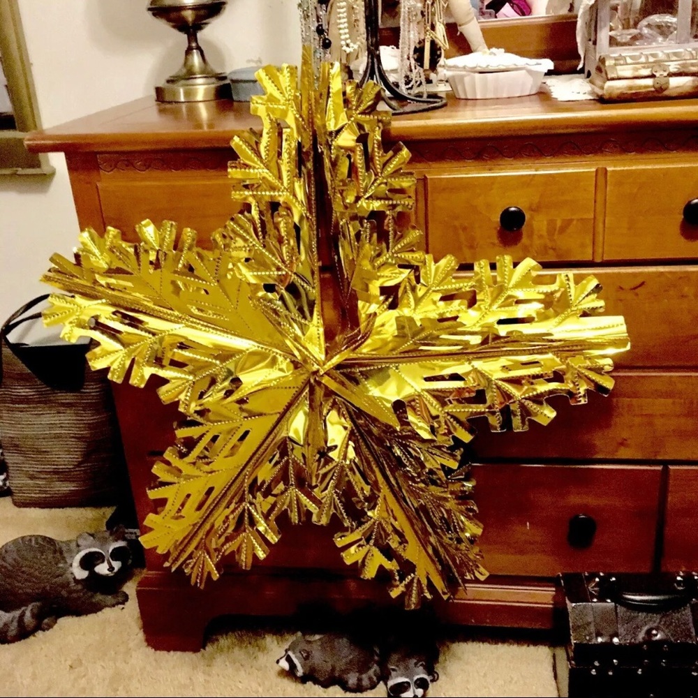 Vintage! Christmas Gold Tinsel Huge 30” X 6” STAR!
